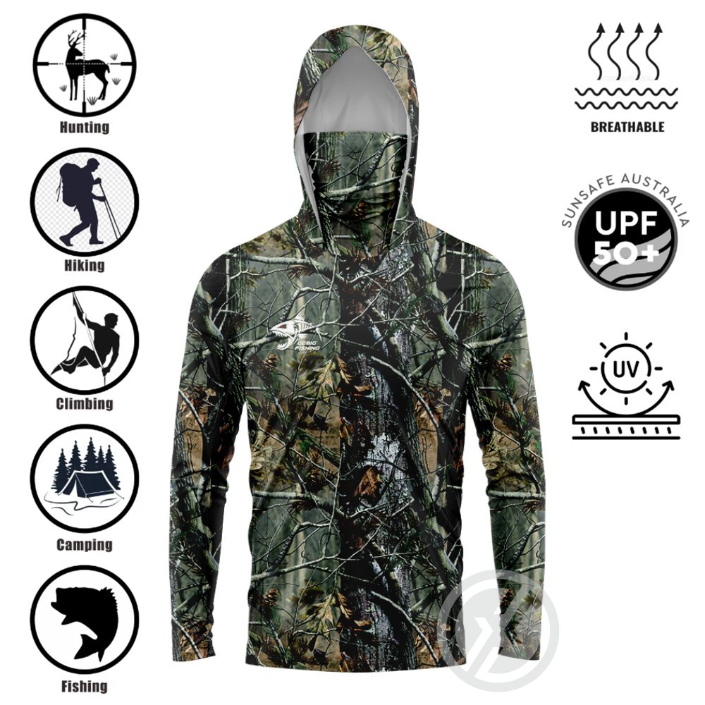 Summer Clothing Mens - UPF50+ Hooded Fishing Shirt Built‑in Face
