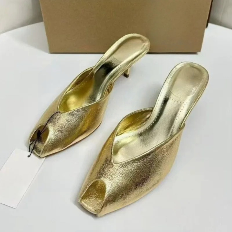Summer Clothing On Sale - Women's Pumps Designer Gold Women Mules