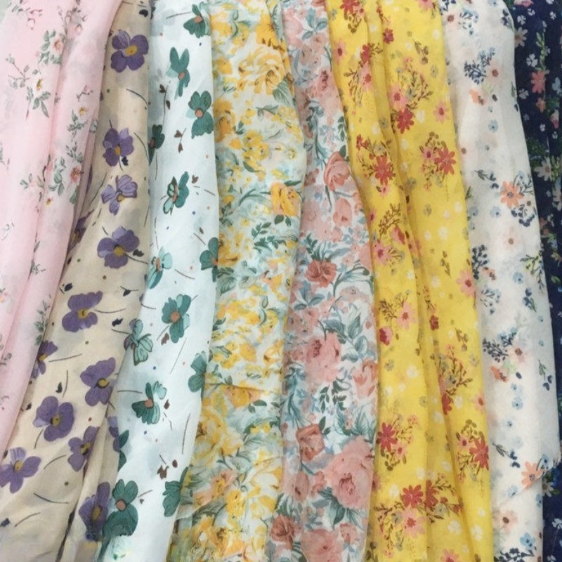 2/3m Floral Print Chiffon Fabr - Summer Clothing Material 评论和价格