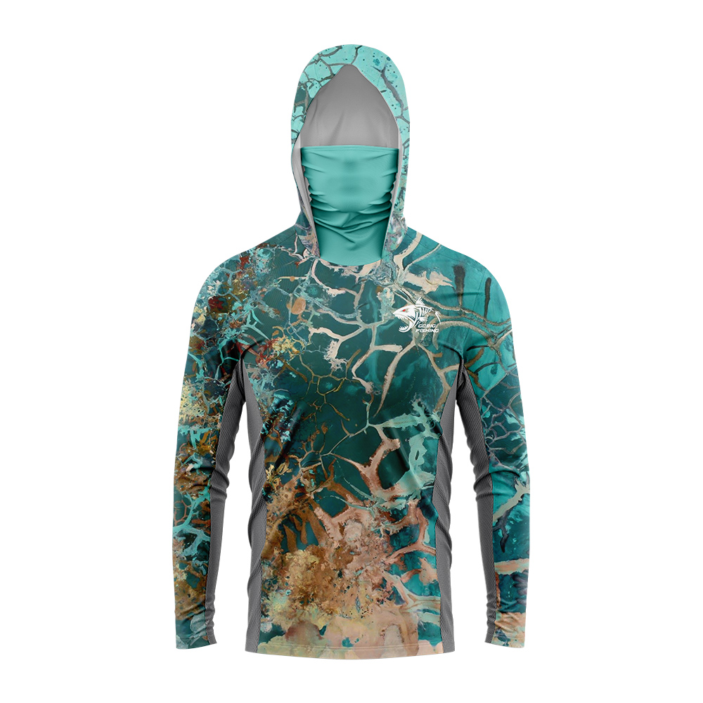 UPF50+ Hooded Fishing Shirt Bu - Summer Clothing Mens 评论和价格