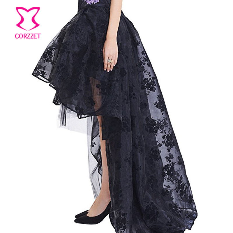 Black Floral Chiffon Front Sho - Summer Victorian Clothing 评论和价格