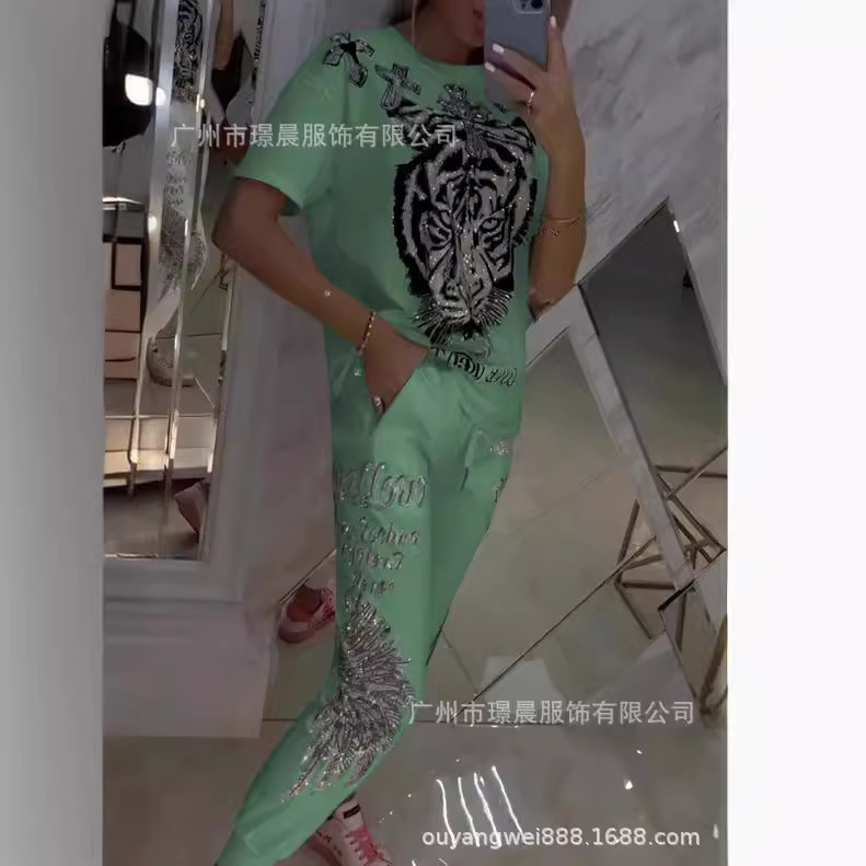 Spring Women Suit Print O-neck - Summer Clothing Bundle 评论和价格
