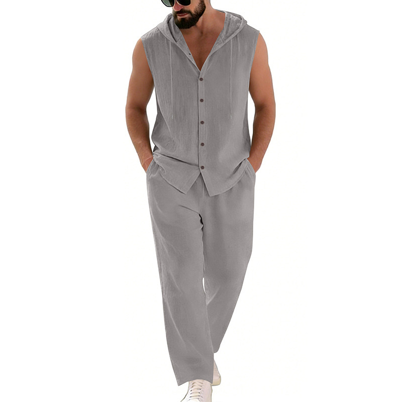 Men's Casual Linen Suit Hooded - Summer Clothing Mens 评论和价格