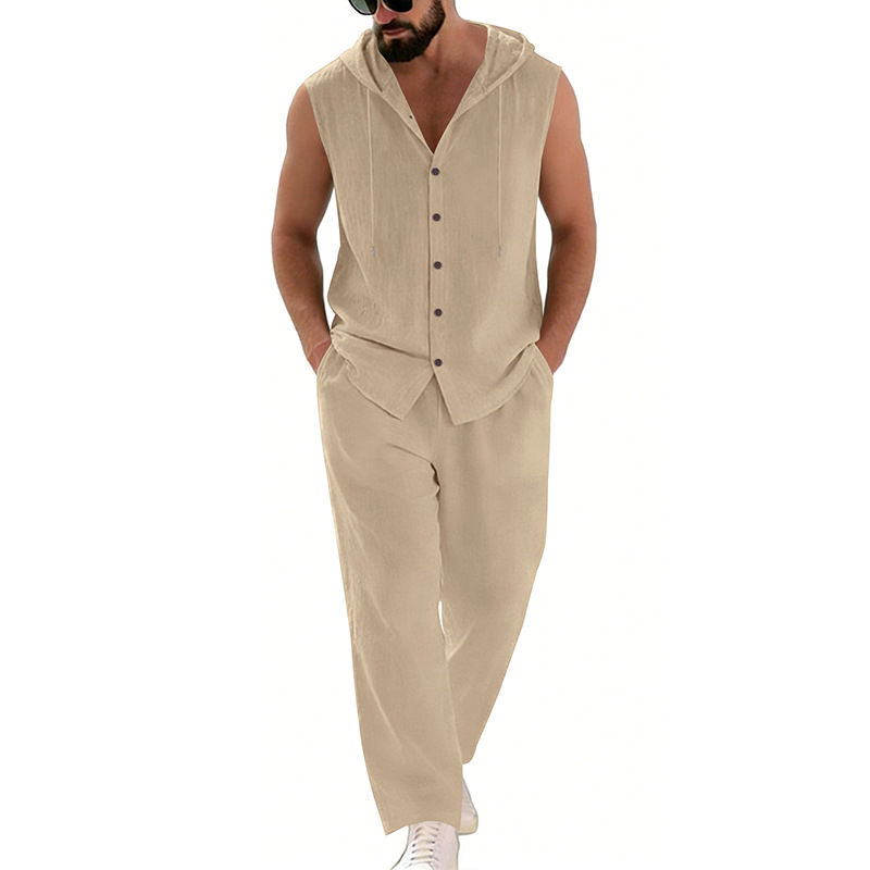 Men's Casual Linen Suit Hooded - Summer Clothing Mens 评论和价格